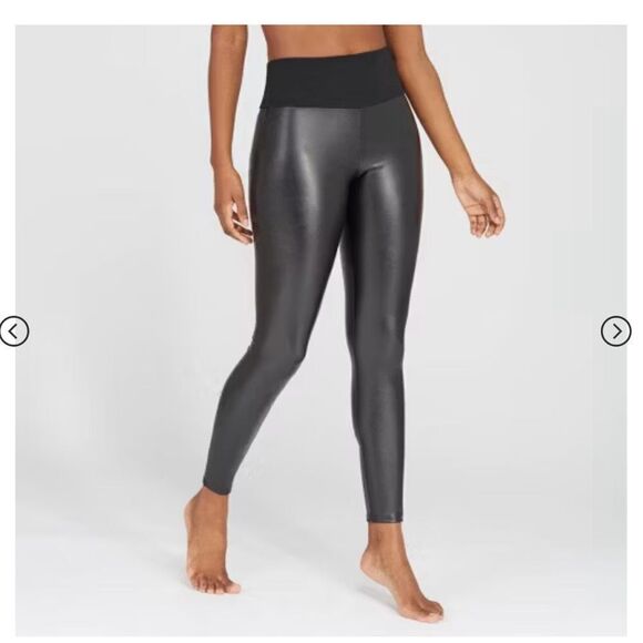 ASSETS BY SPANX FAUX LEATHER LEGGINGS - Picture 1 of 9